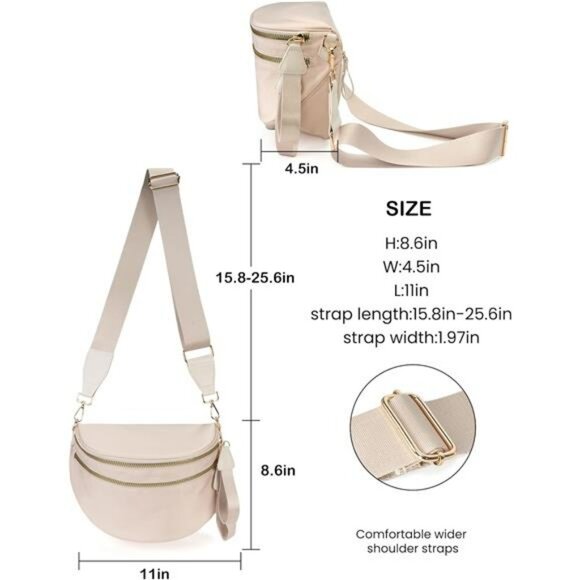 Nylon Crossbody Bag Bum Bag Shoulder Purse Adjustable Strap Large Capacity - Picture 3 of 7